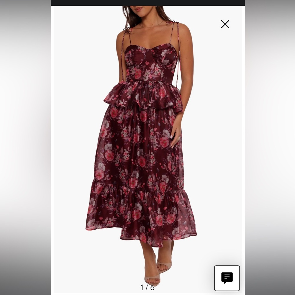 Petal + Pup Mazy Floral Peplum Tiered Maxi Dress